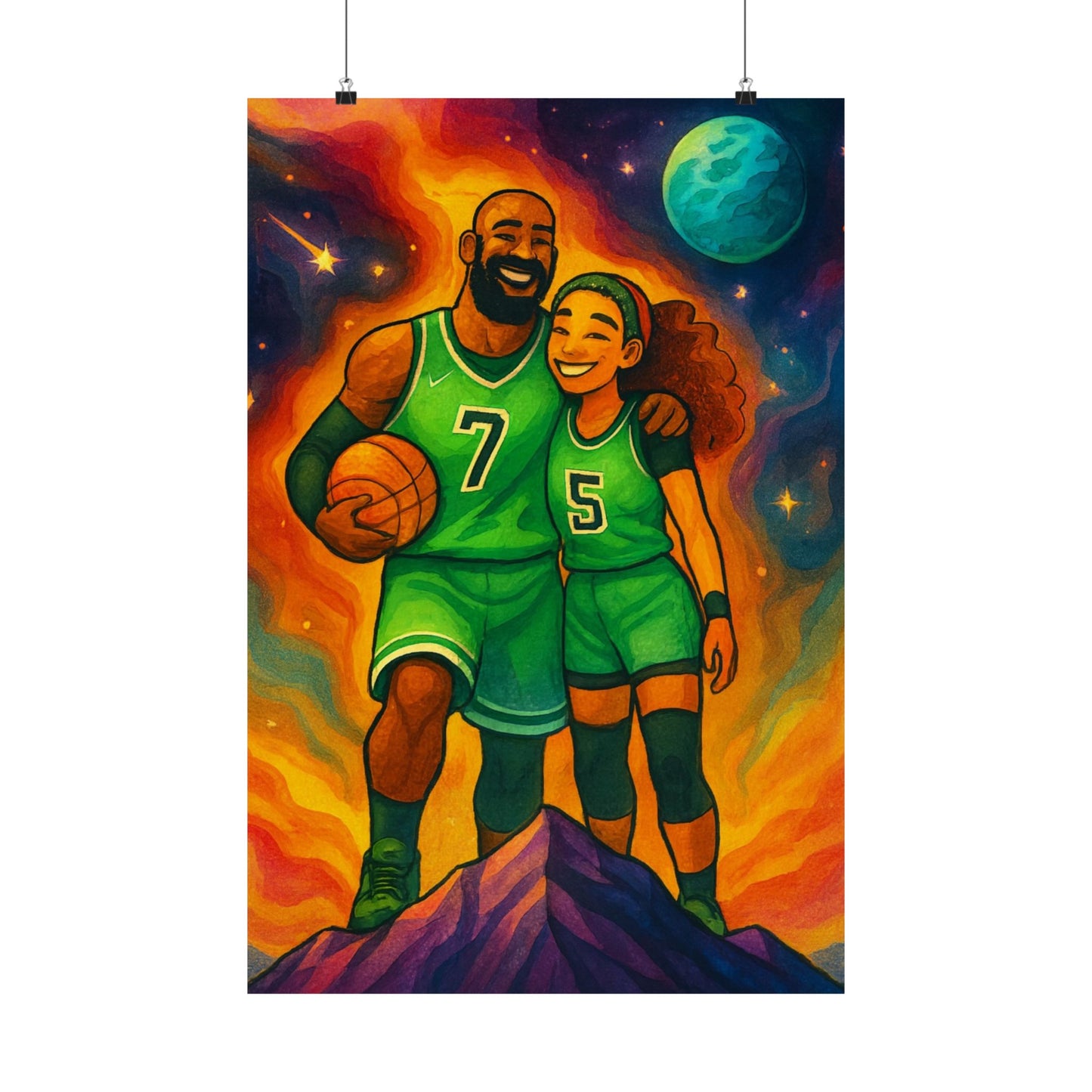 Basketball Legends Family ( Green ) - Wall Poster