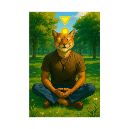 Cougar Yoga Meditating - Wall Poster