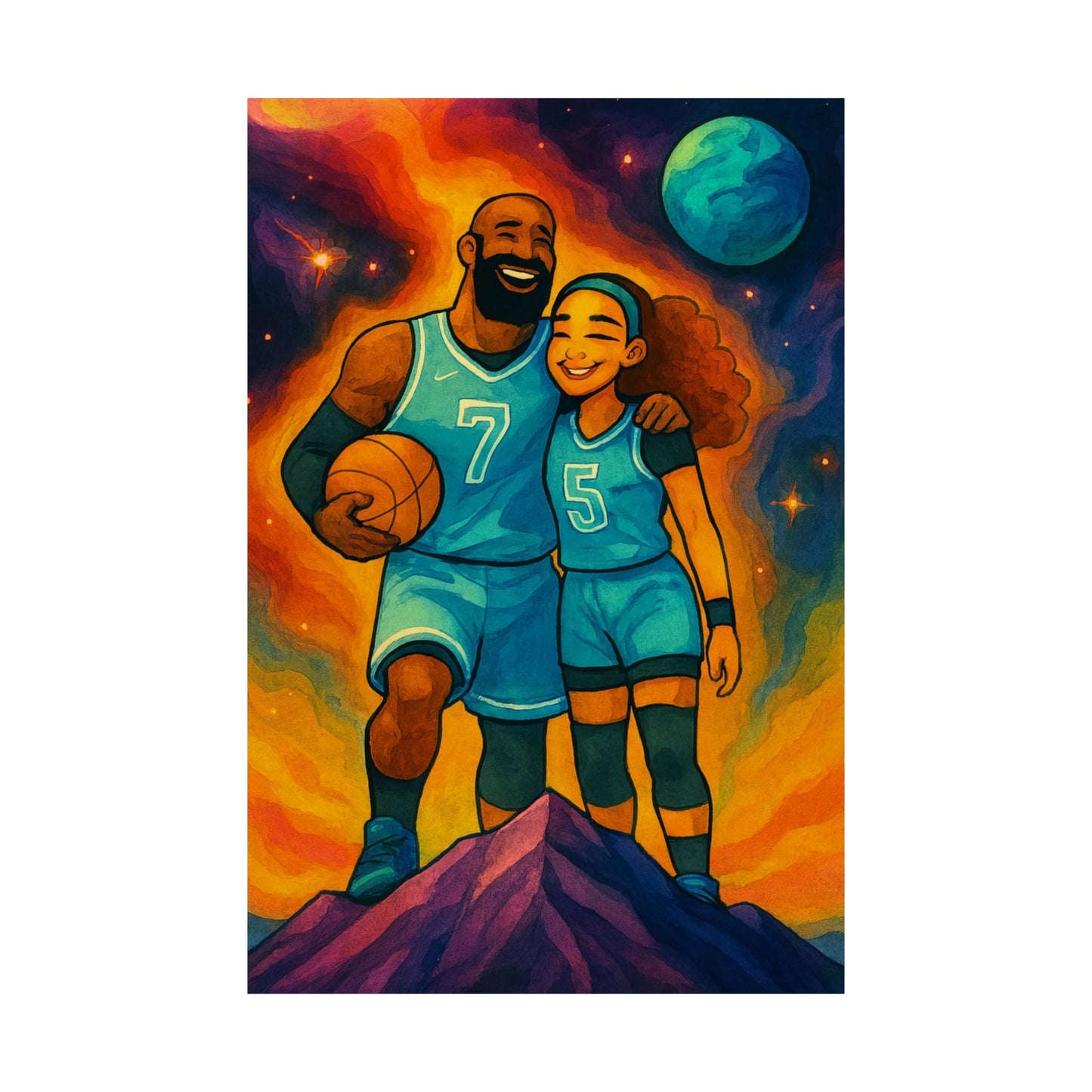 Basketball Legends Family ( Blue ) - Wall Poster