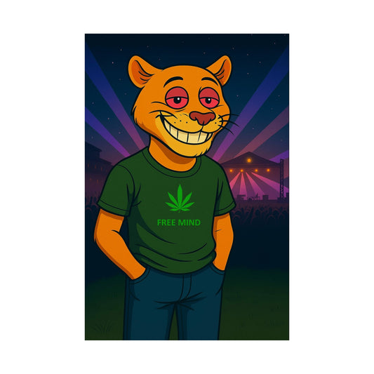 Buzzed Cougar " Higher " ( 420 Friendly ) - Wall Poster