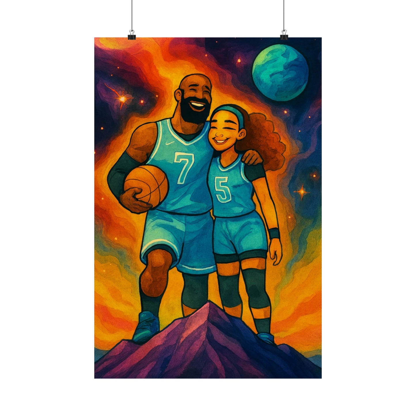 Basketball Legends Family ( Blue ) - Wall Poster