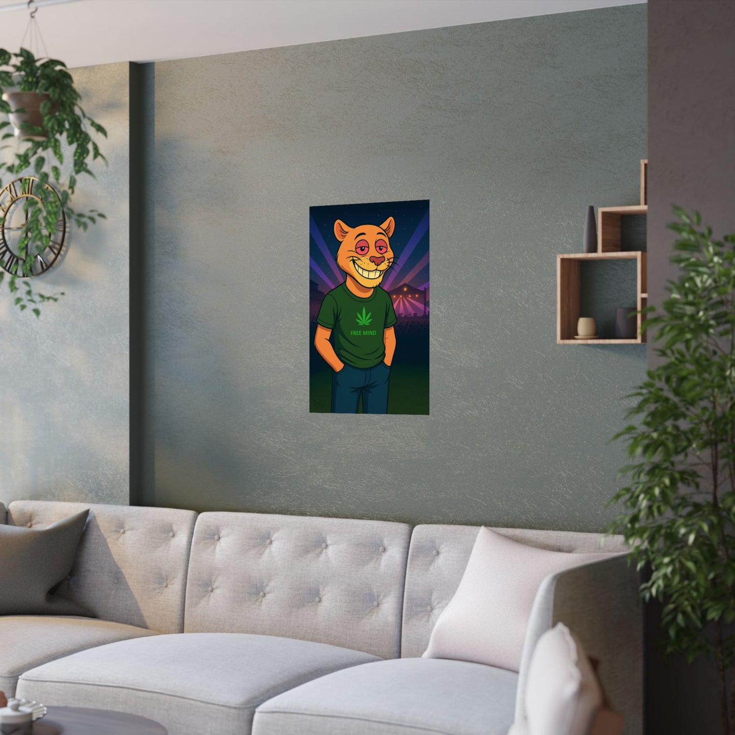 Buzzed Cougar " Higher " ( 420 Friendly ) - Wall Poster