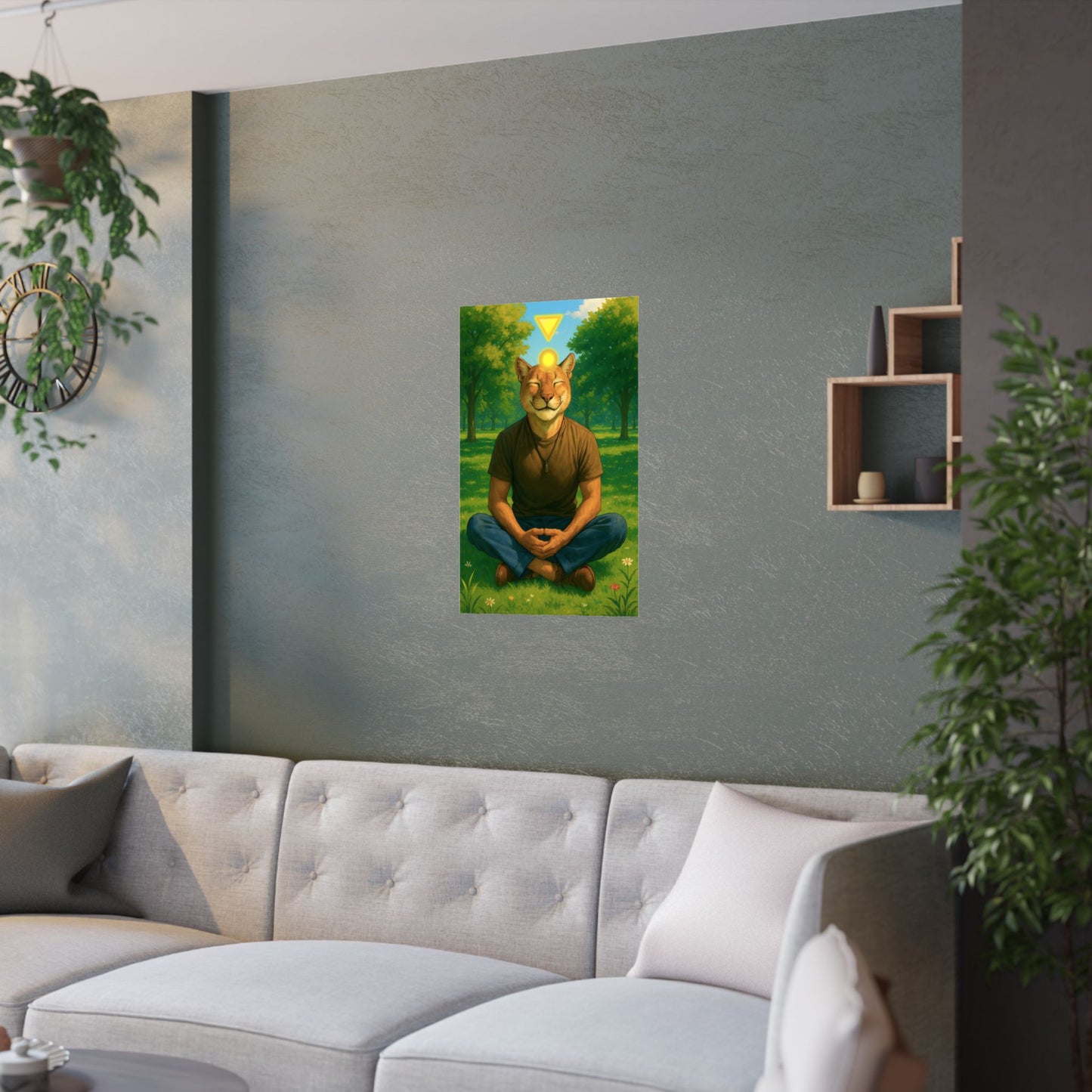 Cougar Yoga Meditating - Wall Poster